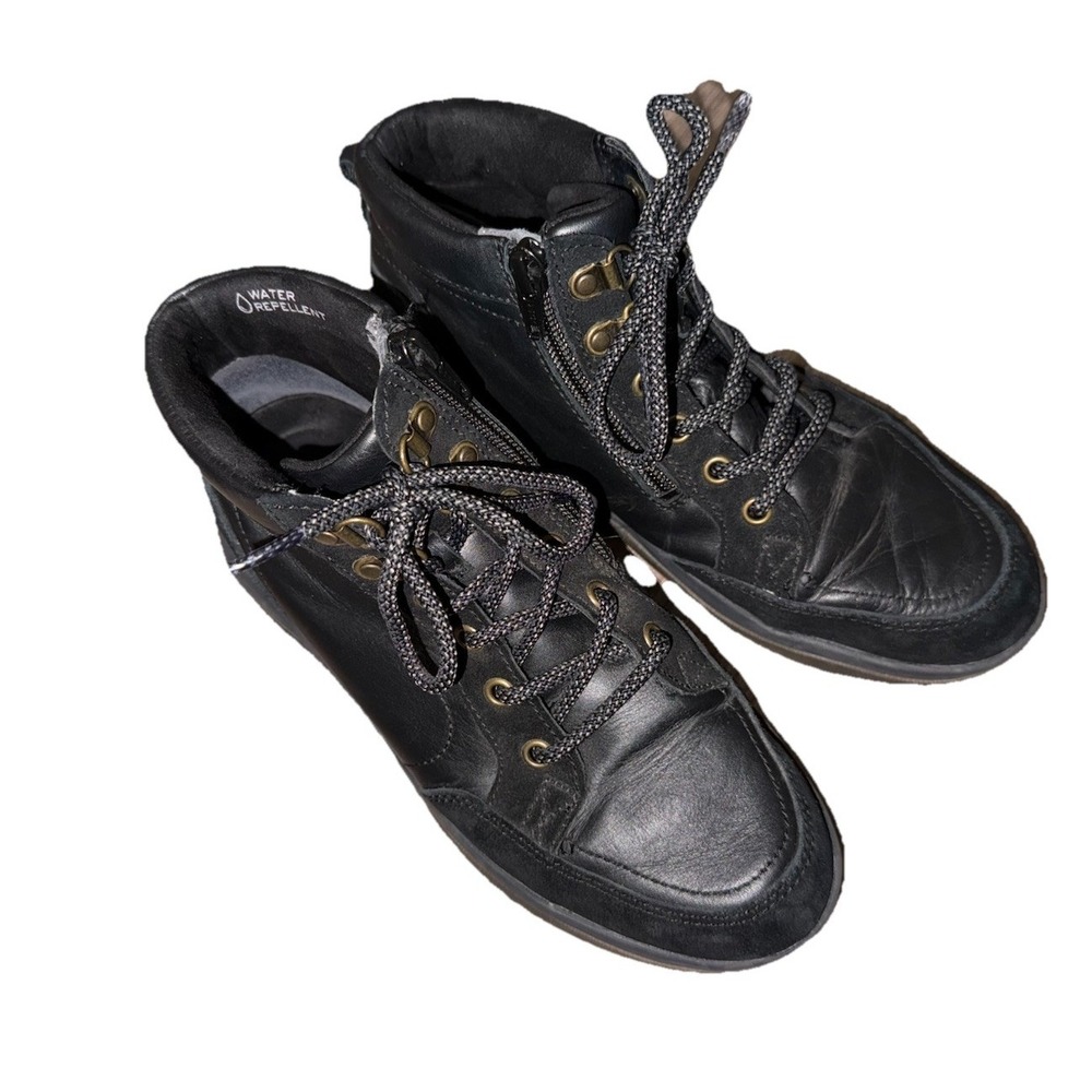 Vionic Sz 7.5 Women's Whitley Black Suede Leather Zip Up Ankle Bootie Sneakers - Picture 2 of 5